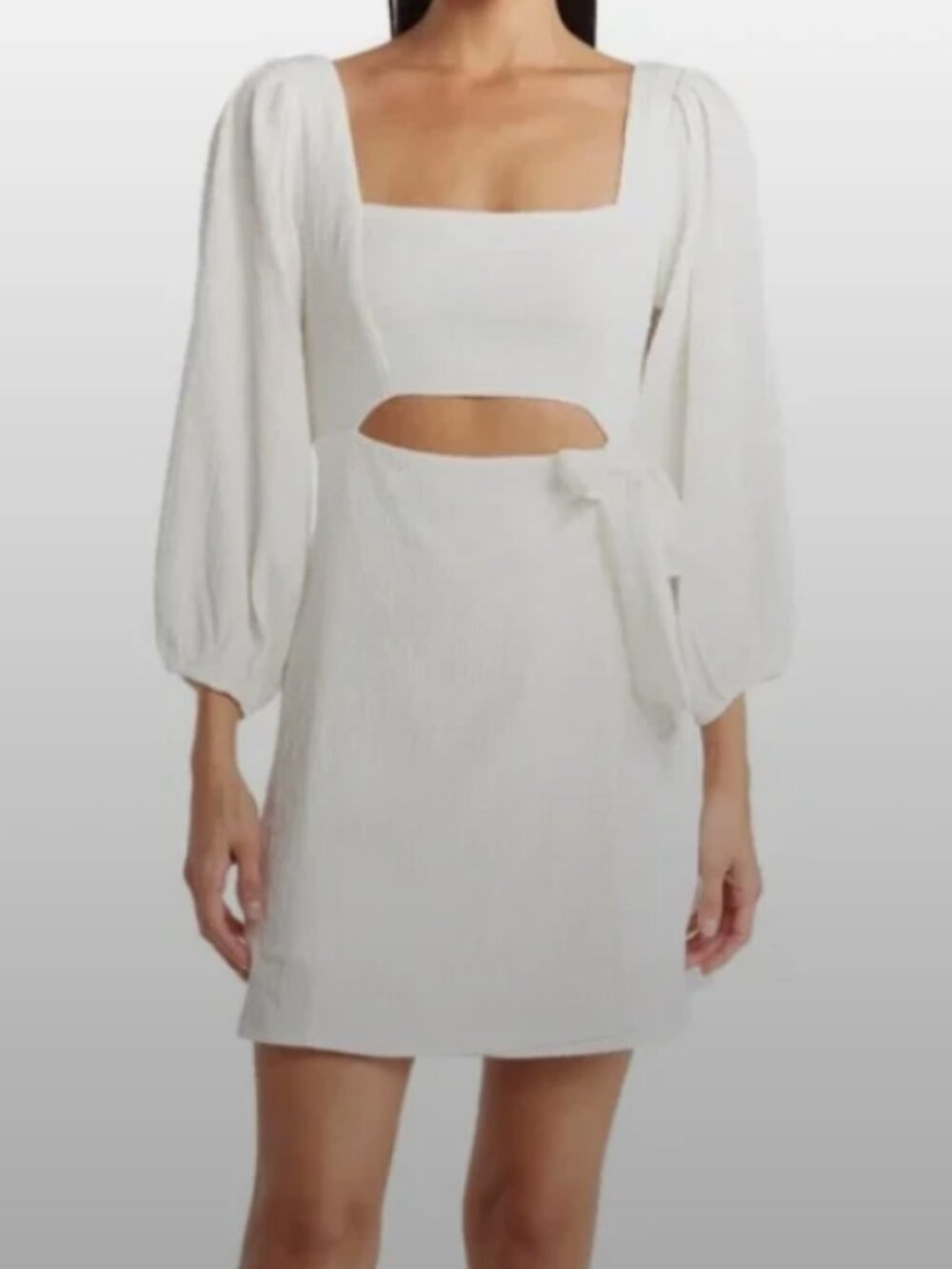 ASTR THE LABEL Center Cutout Long Sleeve Mini Dress White Medium